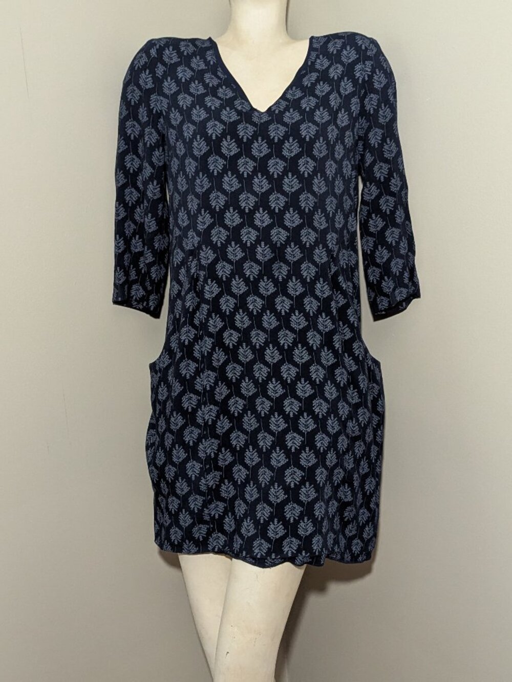 Yargici Blue Leaf Print Pocket Dress Medium 40 M - Picture 2 of 9